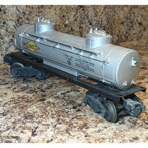 Vintage LIONEL #6465 Sunoco 2-Dome Silver Tanker 1948 Train Car - Gauge O
